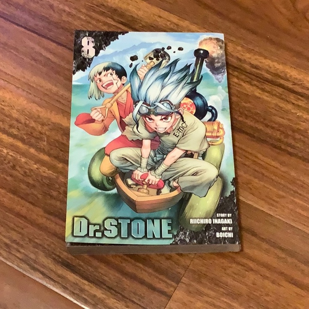 Dr. Stone manga. Volume 8. Story by Riichiro Inagaki. Art by Boichi.